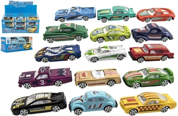 Voiture de course en métal 6 cm dans une boîte