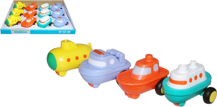 Petit bateau coloré en plastique pour enfants avec propulsion à friction