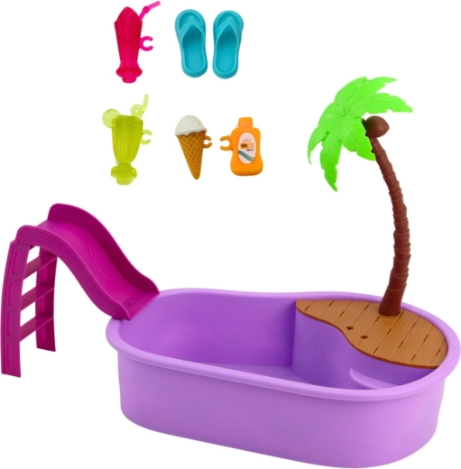 Piscine avec toboggan et palmier