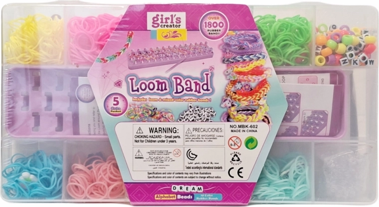 Kit créatif de tissage de bijoux en élastiques Loom Bands avec mallette