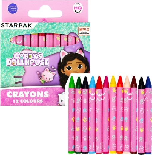 Crayons de cire Gabby’s Dollhouse (12 pièces dans le paquet)