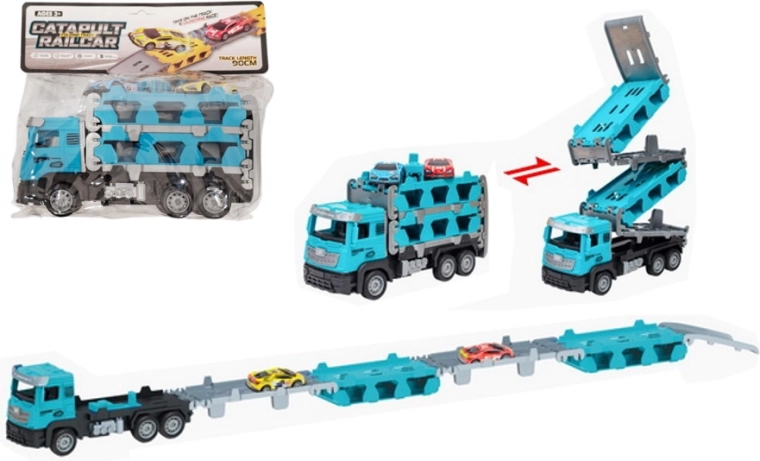 Porte-voitures avec piste déployable – ensemble camion et 2 petites voitures