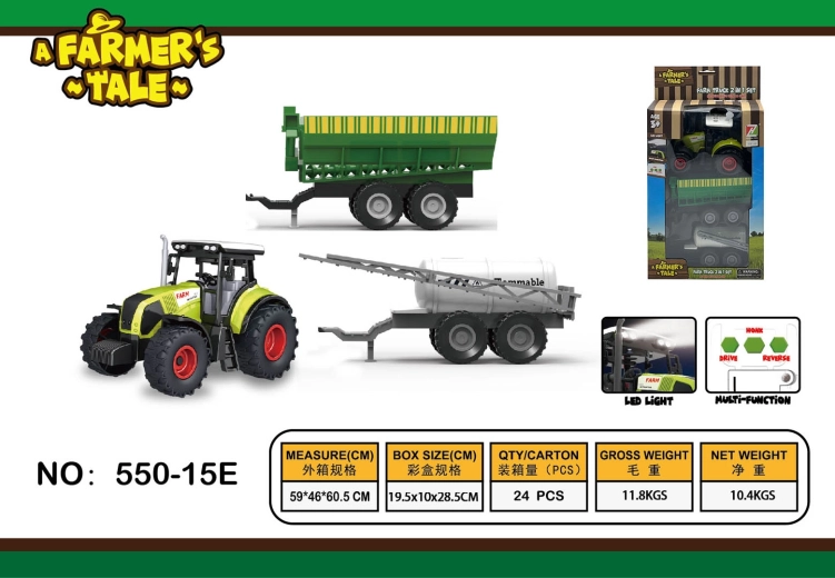Tracteur interactif avec lumières, sons et remorques