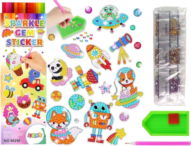 Kit créatif de stickers mosaïques avec diamants Astronaute spatial