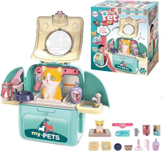 Woopie chaton 2‑en‑1 salon de beauté portable en sac à dos et transporteur