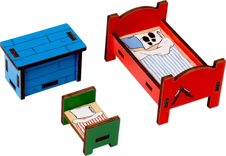 Meuble en bois pour maison de poupées Pippi Långstrump – chambre