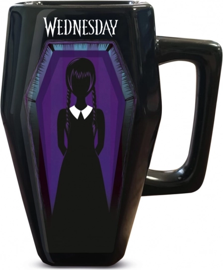Tasse 3D en forme de cercueil avec motif Wednesday