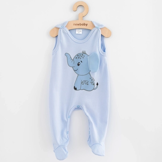 Grenouillère en coton pour bébé New Baby Happy Elephant bleue