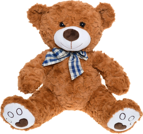 Ours en peluche assis avec nœud 30 cm, brun foncé