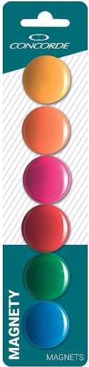 Aimants colorés CONCORDE 30 mm, lot de 6 pièces