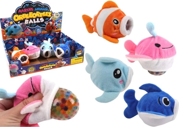 Poisson marin antistress en peluche avec bille de gel