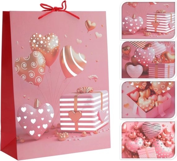 Sac cadeau à motif cœur 23 × 18 × 10 cm, assortiment de décors