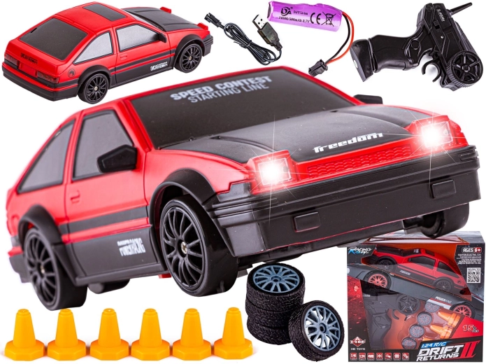 Voiture RC de drift Toyota 1:24 2,4 GHz 4WD rouge-noir