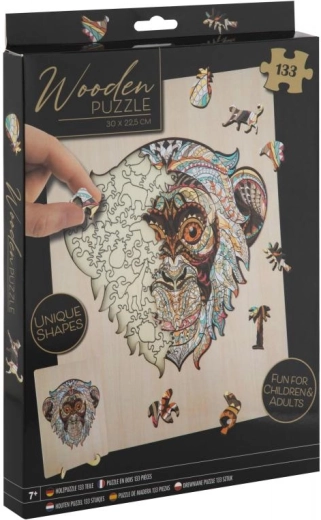 Puzzle en bois à contours Singe avec support, 133 pièces