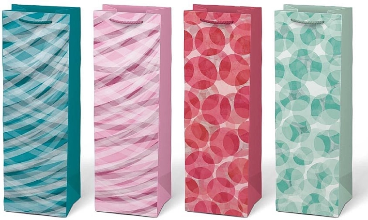 Sac cadeau en papier pour bouteille avec impression, motifs assortis