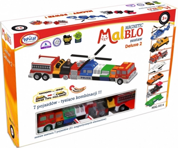 Jeu de construction magnétique MalBlo Deluxe – véhicules