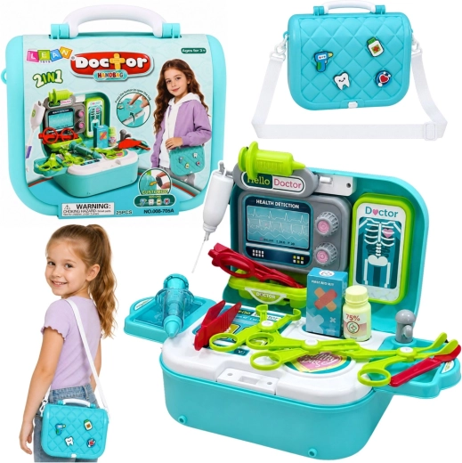 Malette de docteur pour enfants 2-en-1 dans une valise avec cabinet médical portable - 1 pièce