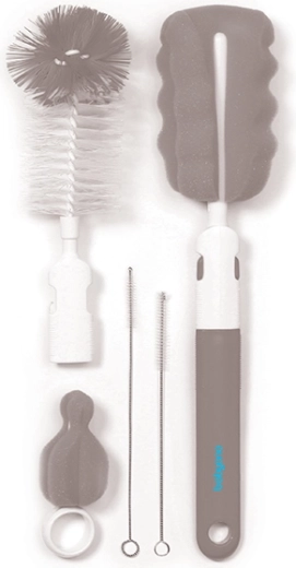 BabyOno brosse pour nettoyer les biberons et les tétines avec manche interchangeable, gris
