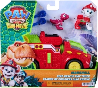 Pat' Patrouille : Le film – Camion de pompiers Dino Rescue de Marshall avec figurines et projectiles
