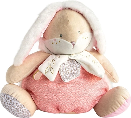 Doudou lapin rose avec espace de rangement pour pyjama 38 cm