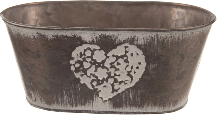 Cache-pot en métal en forme de cœur marron 20 × 12 × 10 cm