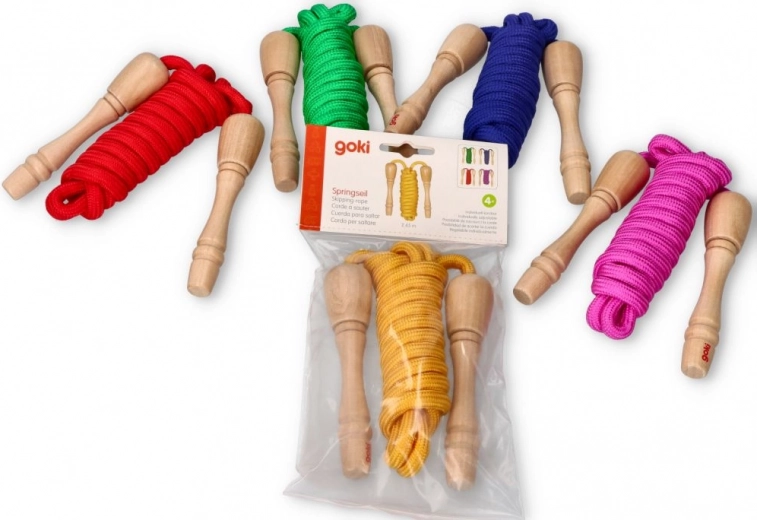 Goki corde à sauter avec poignées en bois 240 cm