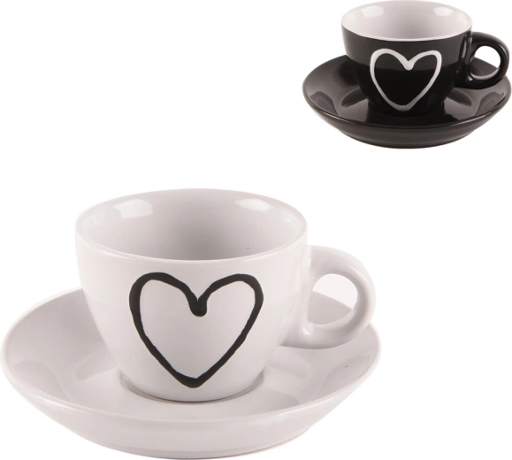 Tasse en céramique avec soucoupe Cœur 90 ml – mix