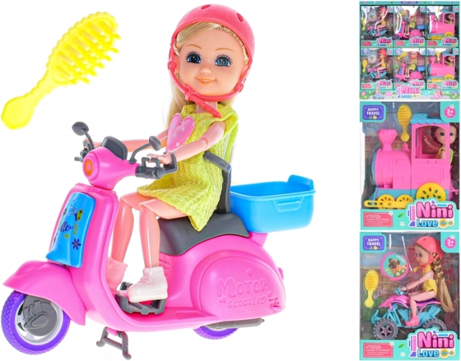 Poupée articulée voyageuse avec accessoires 15 cm - 1 pièce