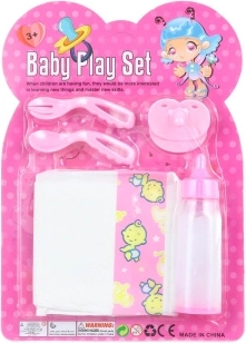 Set d’accessoires pour poupées avec biberon, couche et tétine