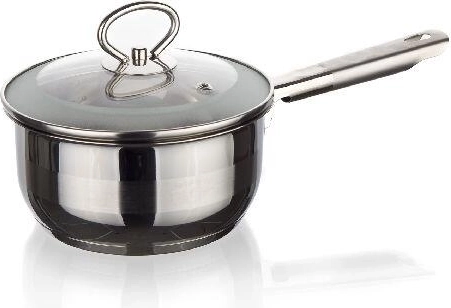 Casserole en acier inoxydable avec couvercle en verre 16 cm, 1,5 l MATTE New Line pour induction