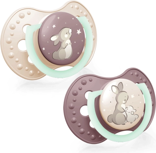LOVI Night&Day tétine dynamique en silicone 0–6 mois, 2 pcs (pour filles)