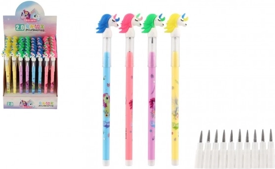Crayon avec licorne à pointes interchangeables, 4 couleurs