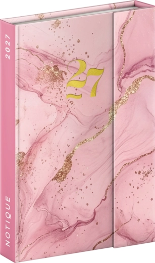 Agenda hebdomadaire magnétique Notique marbre rose 2027 11 × 16 cm