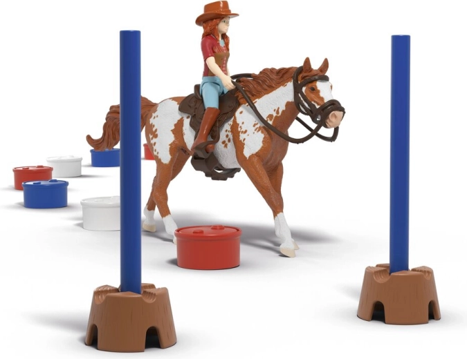 Entraînement au barrel racing et travail sur obstacles