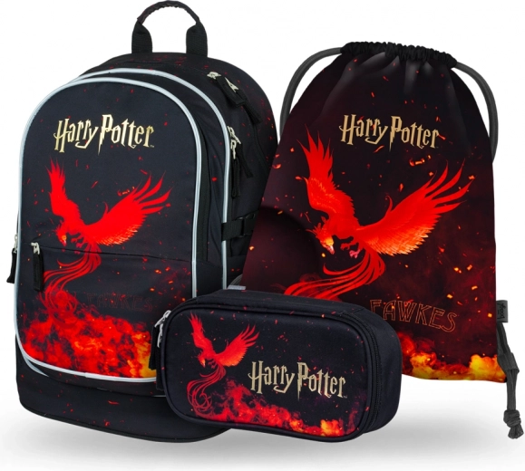 baagl set scolaire 3 pcs harry potter phénix – sac à dos, trousse et sac