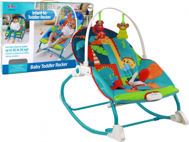 Transat à bascule pour enfants 2en1 avec vibrations et motifs de dinosaures
