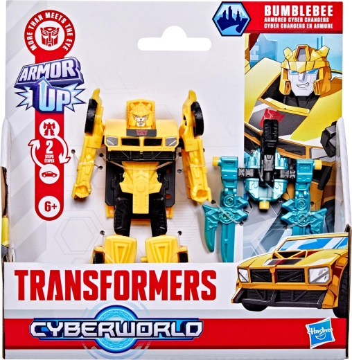 Transformers CYBERWORLD Bumblebee – figurine articulée avec armure et transformation en 2 étapes