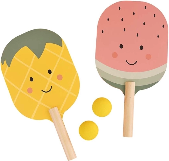 Deux raquettes joyeuses : ananas et pastèque