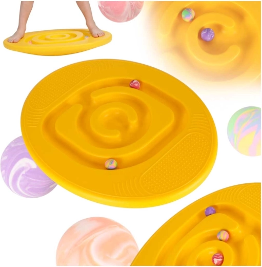 Planche d'équilibre pour enfants avec labyrinthe jaune