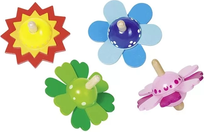 Toupie en bois avec motif de feuilles de fleurs