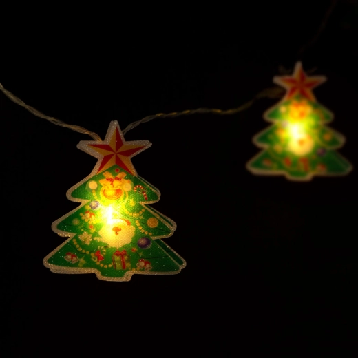 Guirlande lumineuse LED avec sapins de Noël, 10 LED, lumière blanc chaud