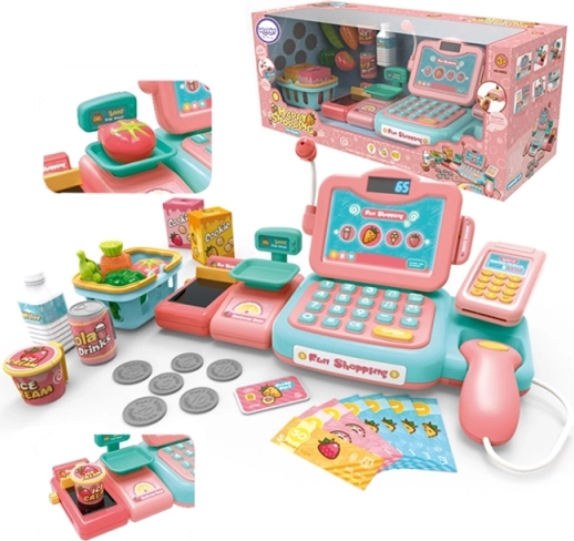 caisse enregistreuse pour enfants avec scanner, balance et microphone WOOPIE + 24 accessoires