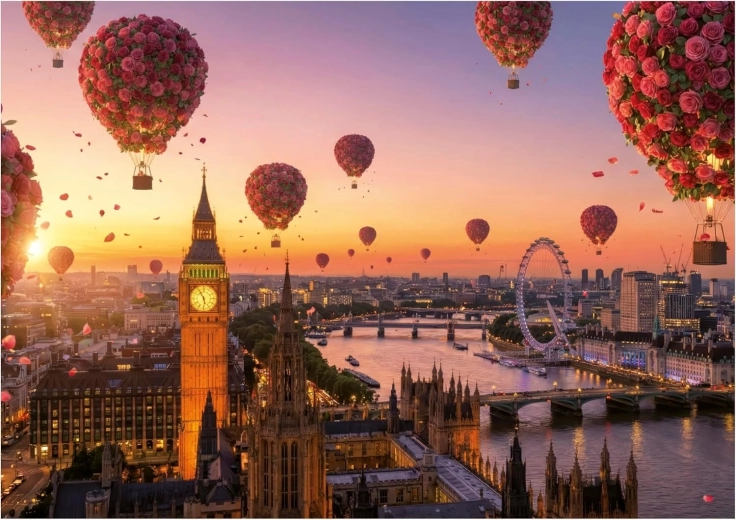 Puzzle Educa Montgolfières fleuries 1000 pièces