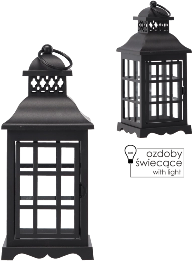 Lanterne vide avec portes et grille – noir