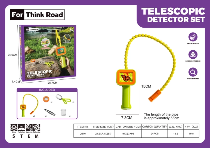 Endoscope d’inspection pour enfants avec écran et rallonge + accessoires
