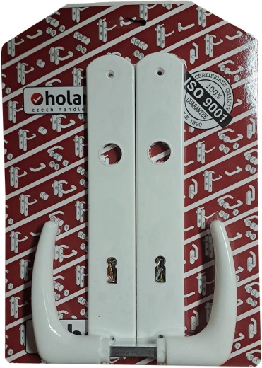 Poignée de porte Classique avec plaque XXL 90 mm pour serrure à gorges (BB), blanche