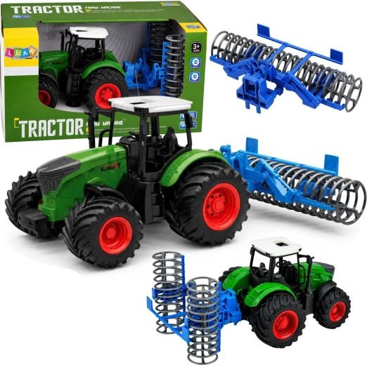 Tracteur agricole avec rouleau compresseur de sol 1:24 vert