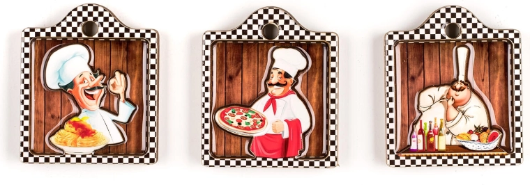 Magnets Chefs – lot de 3 pièces, mélange de décors