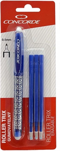 Roller effaçable CONCORDE Trix 0,5 mm, bleu + 3 recharges