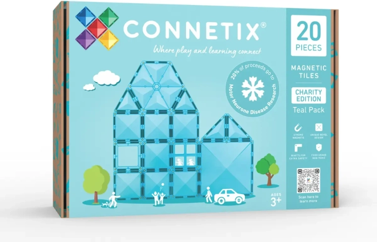 CONNETIX coffret caritatif de pièces magnétiques turquoise – 20 pièces